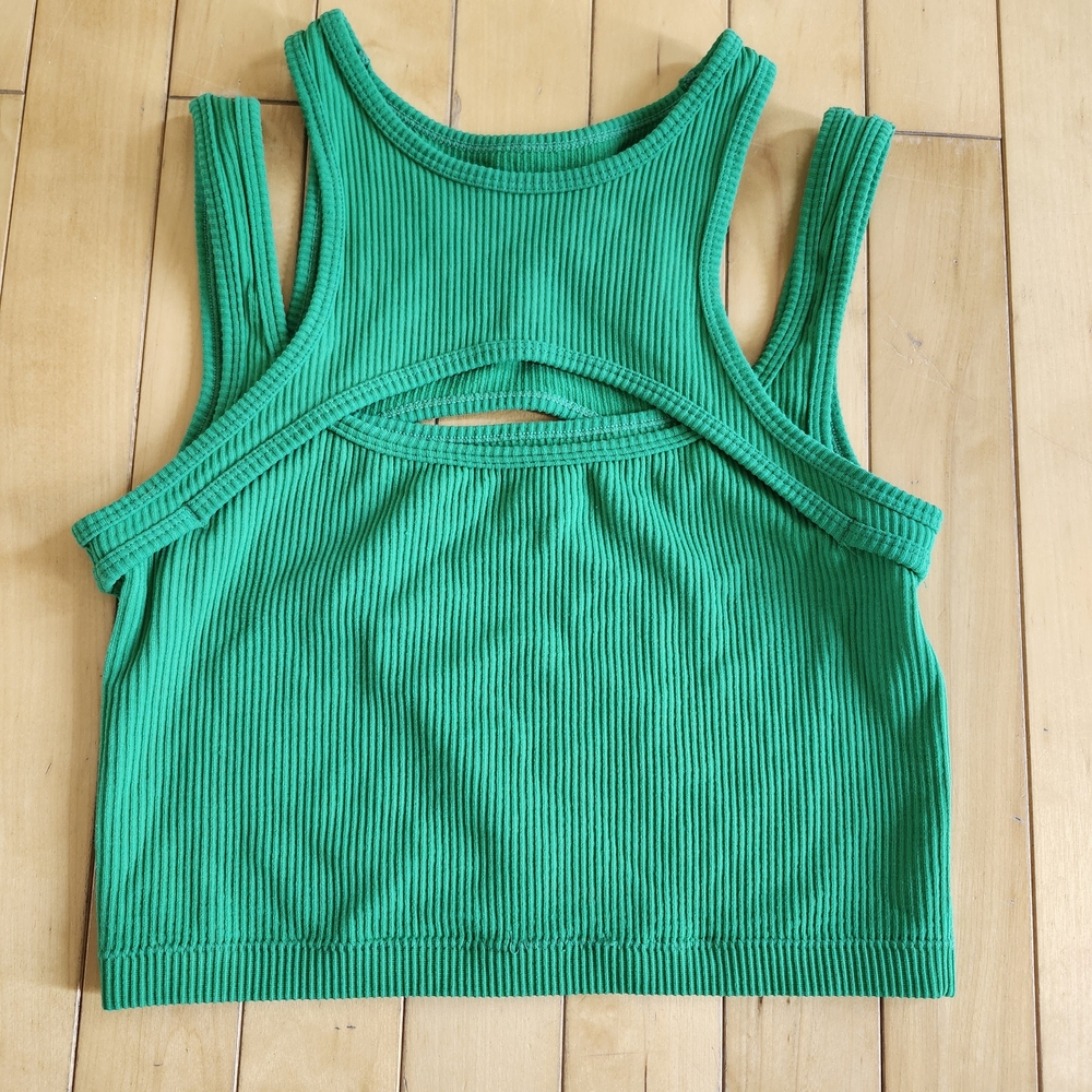 Garage Vibrant Green Ribbed Crop Top